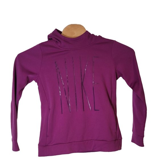 Nike‎ Dri-Fit Hooded Sweatshirt Purple High Neck Hoodie Size XL Youth Big Kid - Picture 1 of 7